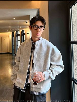 OXFREAK「切割线 空气层」內襟假两件夹克男短款宽松飞行外套秋季#飞行服 #男款夹克