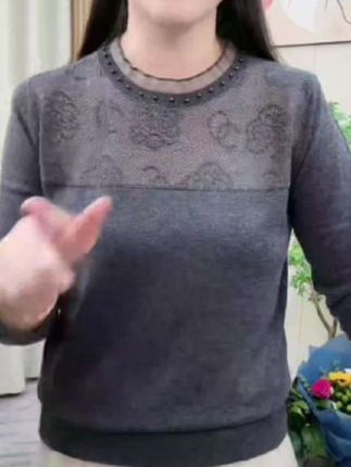 秋季圆领女士毛针织衫长袖女上衣套头款打底衫秋冬百搭薄款毛衣#圆领针织长袖衫#长袖套头针织上衣#百搭薄款毛衣衫#洋气内搭时尚毛衣#毛针织长袖衫