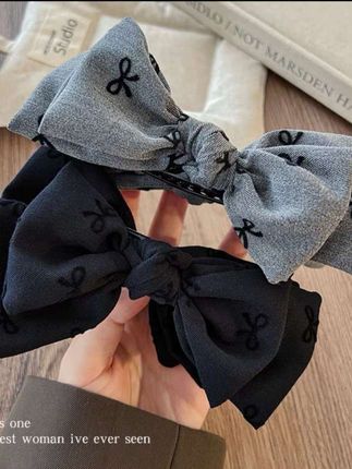 格雷系灰色双蝴蝶结丸子优雅感蝴头发夹高级感盘发高马尾抓夹头饰#美出高级感 #谁用谁好看 #精致女人必备