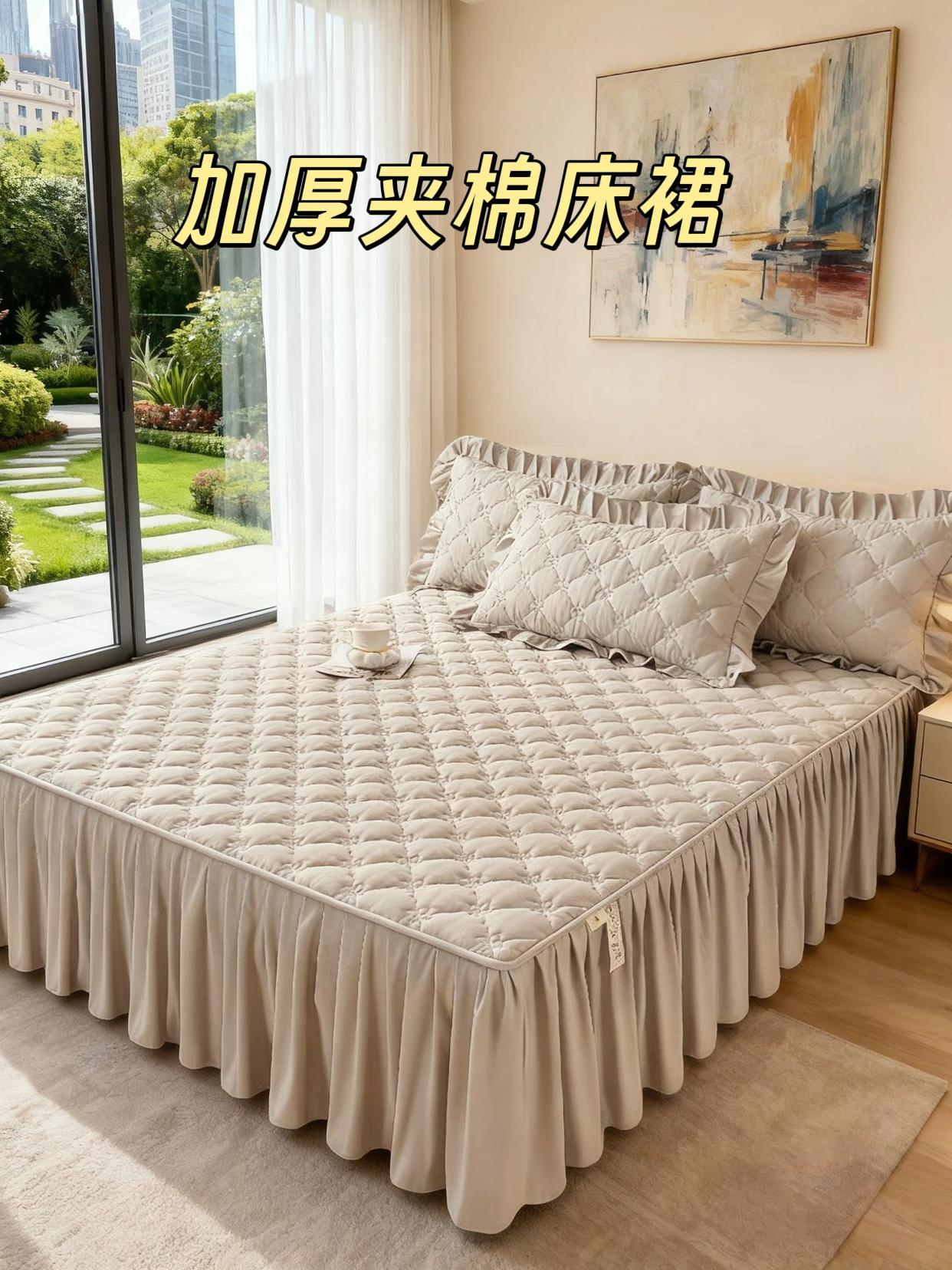 #床裙#床裙床罩#床裙款三件套#面料柔软舒适#家坊床上用品