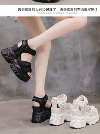 坡跟凉鞋女夏时尚外穿ins潮2025新款夏季超高跟内增高罗马鞋露趾#凉鞋 #女鞋推荐