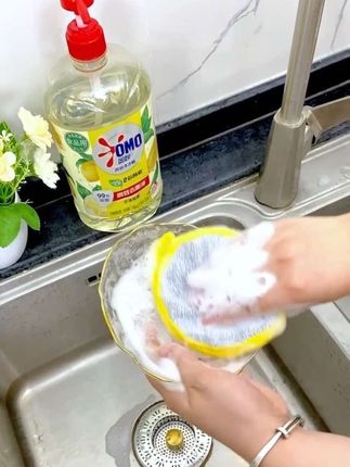 双面圆形不沾油洗碗布,起泡丰富可以快速淸洁 #多功能清洁擦 #海绵材质 #加厚耐磨洗碗布