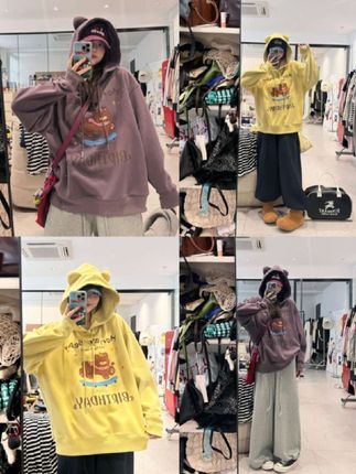 晶咕【小熊耳朵】胸前字母小熊宽松连帽卫衣#内搭外穿都好看#说好的随便穿穿去看秀 #精致又时髦#回头率超高#流光机能风穿搭太有生命力了