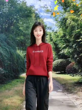 #双11不会买错的运动好物清单加绒上衣2024新款长袖连帽卫衣女套头保暖秋季设计感休闲宽松显瘦