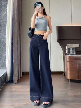 黑色微喇叭阔腿牛仔裤女款爆款2025秋冬新款高腰宽松显瘦弹力裤子#牛仔裤 #喇叭裤 #阔腿裤 #高腰弹力裤子 #显瘦牛仔裤 @巨量千川