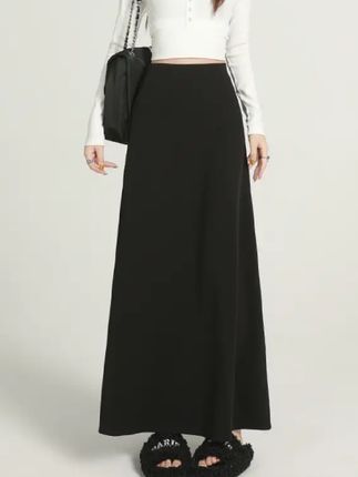 西装半身裙女秋长裙黑色2025新款高腰显瘦垂坠感气质a字小黑裙#休闲百搭 #显瘦遮肉 #喜欢就关注我吧