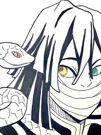 伊黑小芭内-蛇柱
#鬼灭之刃#伊黑小芭内 #蛇柱#手绘#绘画过程