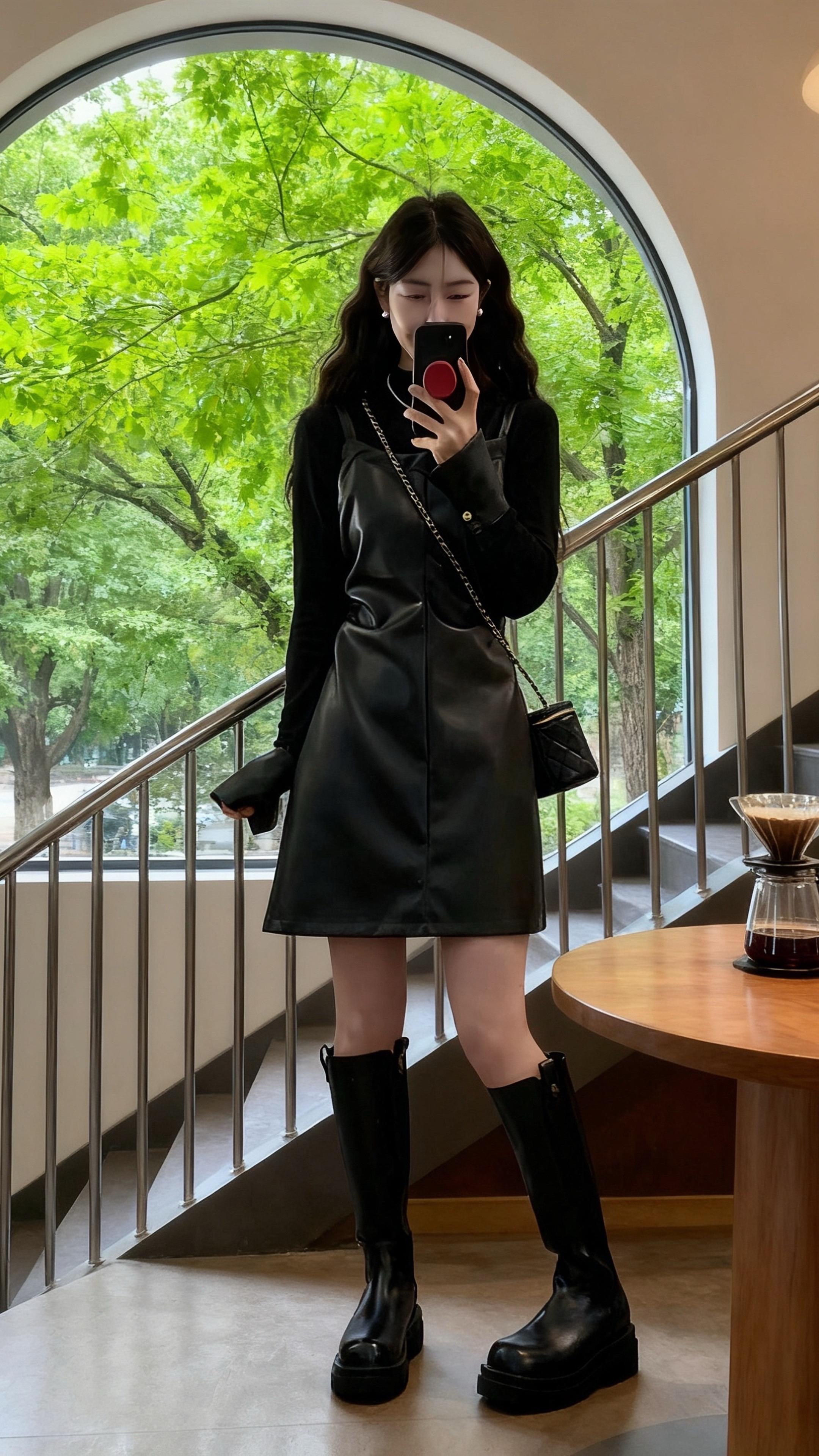 #显高显瘦穿搭 #韩系穿搭 #气质范 #黑色连衣裙