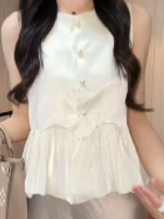 法式珠光网纱拼接无袖上衣女夏季2025新款温柔小香风显瘦马甲背心#爆款热卖中 #显瘦穿搭 #美出高级感 #穿搭 #好物推荐🔥 @DOU+小助手 @DOU+上热门 @DOU+好生意 @抖音小助手