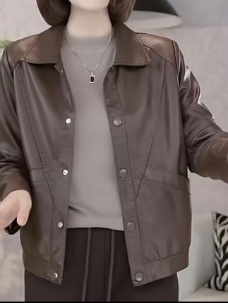 2025新款皮衣翻领pu水洗皮仿皮软皮扣子韩版气质显瘦休闲外套#高级感穿搭 #穿搭 #只做高品质 #气场全开 #减龄气质