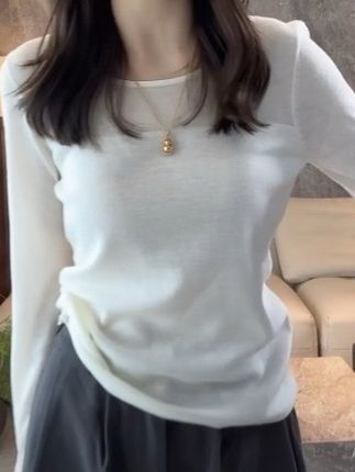 流光风春秋针织打底衫内搭女款2025秋季新品气质长袖修身显瘦上衣