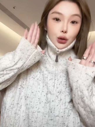【瘦瘦】大码羊毛彩点麻花半门襟拉链套头百搭长袖毛衣#大码女装 #大码毛衣 #秋冬毛衣穿搭 #不怕你胖就怕你不时尚 #秋冬穿搭