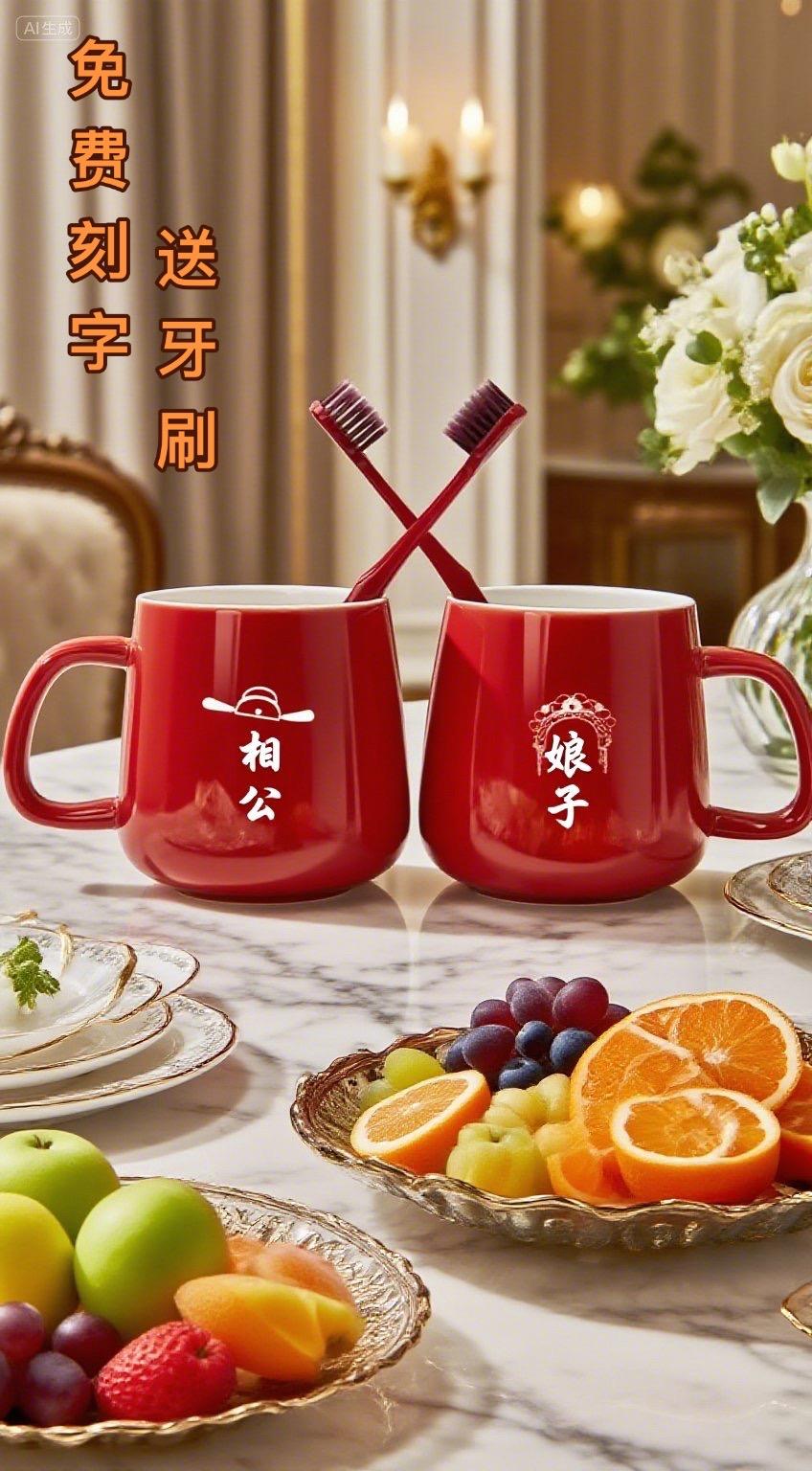 @结婚洗漱杯套装。这款结婚专用的 洗漱杯,它这个是 礼盒装的,特别 喜庆,而且 这一套里面 包含了 2⃣️个牙刷杯、2⃣️个洗漱杯,还有2⃣️根牙刷,都是成对 出现的,寓意着 一辈子 要守护的幸福。陶瓷材质 非常结实 耐用,真的太值了!#结婚洗漱杯套装#结婚洗漱杯#洗漱杯#洗漱杯套装
