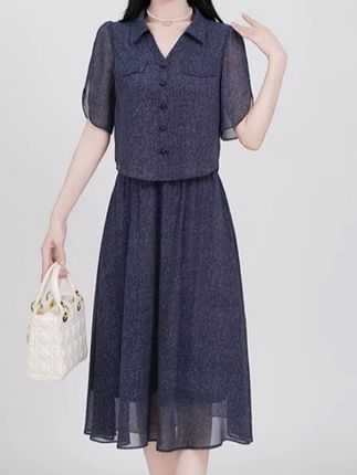 【拉夏贝尔】夏季法式设计感显瘦松紧腰假两件短袖连衣裙#优雅气质 #高级穿搭 #精致穿搭 #气质女神穿搭 #品质女装