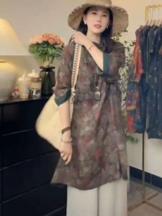 苎麻盘扣中式衬衫,宽松版型,优雅气质#高级感穿搭 #高端大气 #时尚洋气 #品质女装 #中式服装