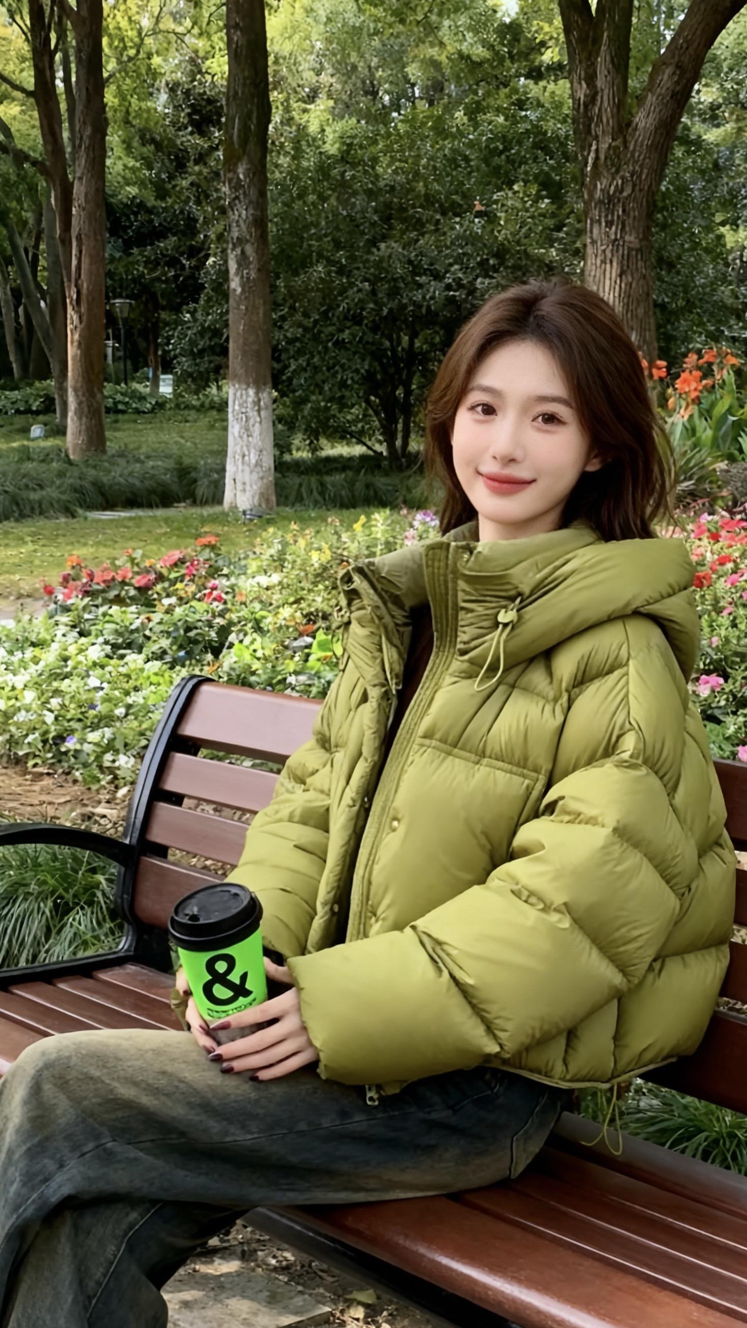 这件外套真的太可爱了,它是那种很厚实的短款设计,穿上后显得人特别娇小可爱,而且还是连帽的设计,冬天穿出去骑车也不会觉得脖子冷,整体就是一种很休闲的感觉,怎么搭配都好看。#秋冬外套#女装#今日穿搭#棉服