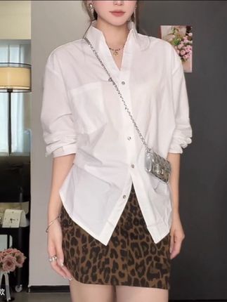 时尚白衬衫女秋季新款休闲百搭白色休闲翻领泡泡袖收腰气质衬衣女#百搭#气质衬衣#翻领泡泡袖衬衣#收腰显瘦#通勤穿搭