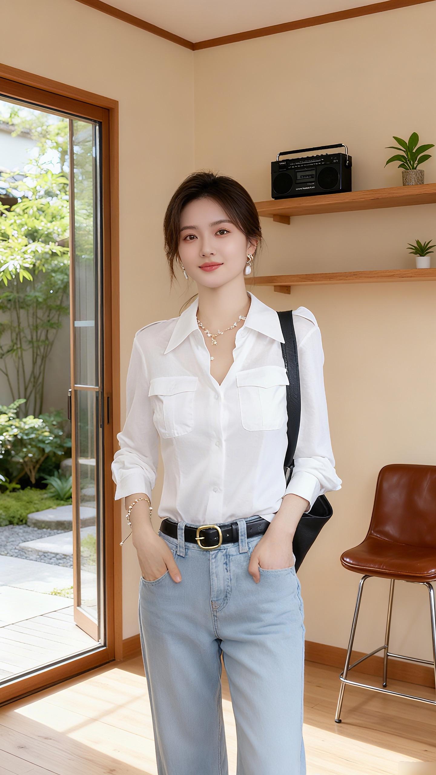 想要一件百搭又显瘦的上衣吗?那这件翻领拼接片裁衬衫你一定不能错过!它的设计简约大方,可以轻松搭配各种风格的衣服裤子,让你每天都有不同的穿搭惊喜。#衬衫 #百搭 #秋冬基础款打底合集 #秋季日常实用穿搭思路分享 #早秋穿搭