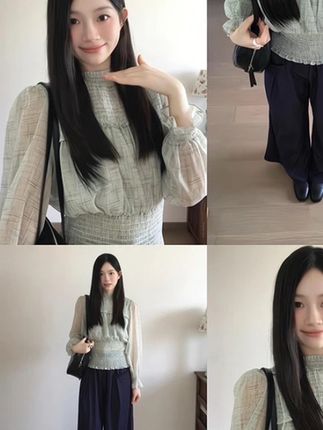清冷贵气感女早秋新款法式气质温柔喇叭袖长袖衬衫宽松休闲阔腿裤 #夏季穿搭 #女装 #今日穿搭 #高级感穿搭 #显高显瘦