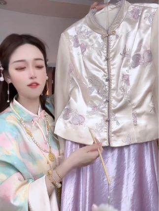 【葡萄藤】高端气质一整套名媛独特漂亮新中式上衣半身裙两件套装#高级感穿搭 #传统服饰文化 #古典风 #现代古风服饰