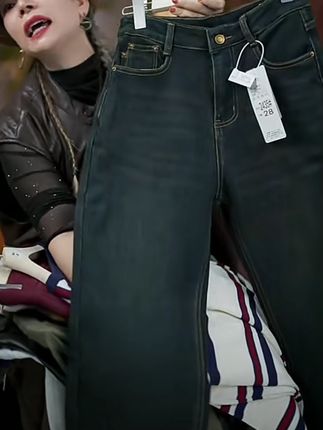 裤长95哈伦牛仔裤女秋冬季新款高腰复古宽松直筒萝卜老爹裤子