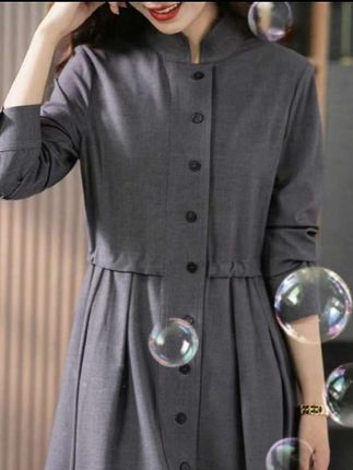 #上热门 商城加补 抖音旗舰 原形气质复古连衣裙韩版立领系带 显瘦长袖裙U87255#穿搭 #连衣裙 #高级感穿搭 #气质穿搭