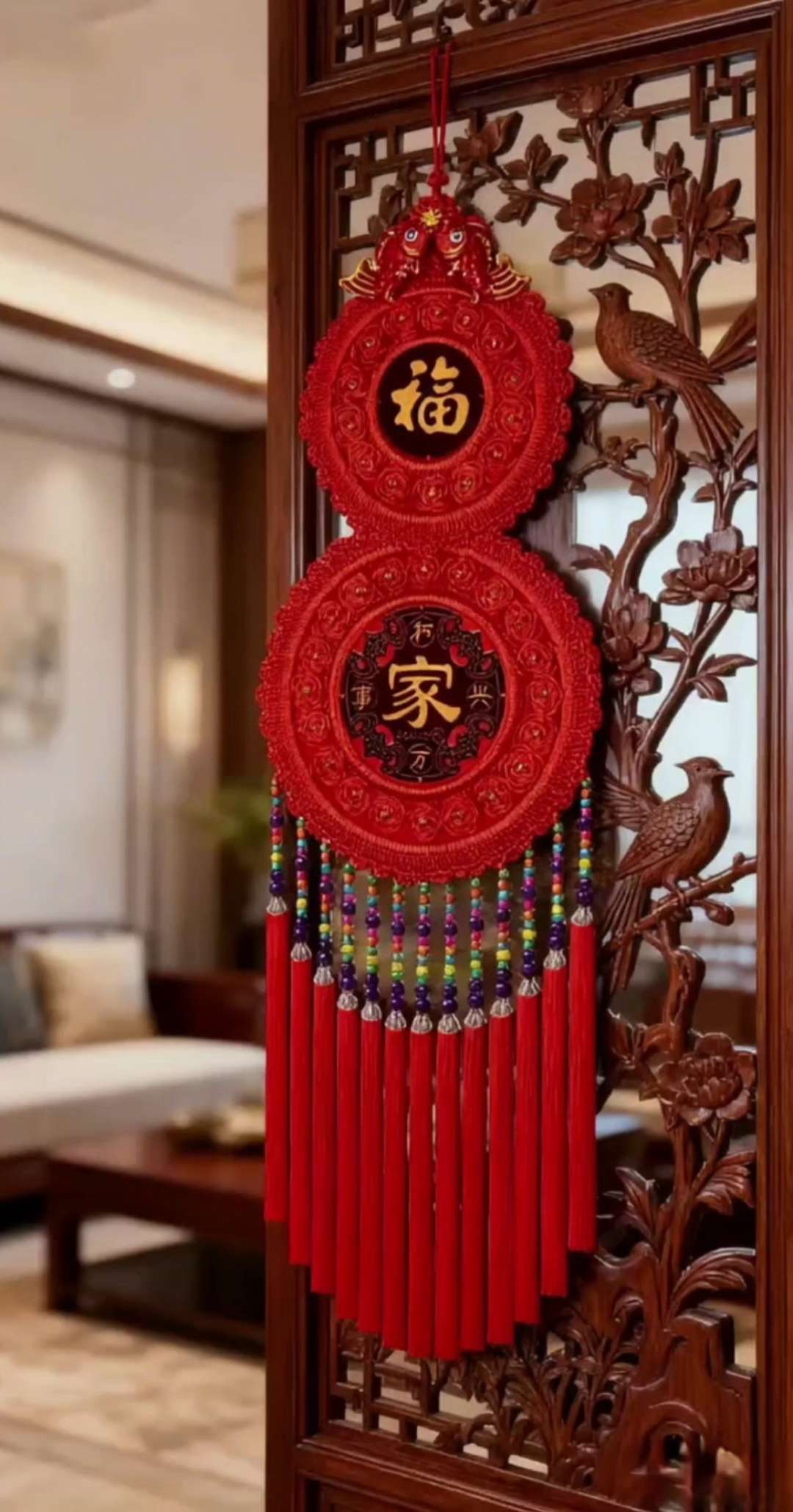 挖到一款喜庆又好看的桃木中国结,挂走廊,玄关都百搭#传统文化传承 #国风古韵 #抖音美好生活家 #客厅装饰画#中国结挂件