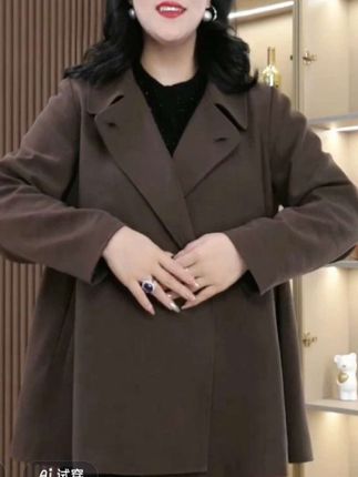 大码女装保暖外套宽松气质简约休闲时尚百搭翻领外套ZB6202#高级感穿搭 #斗篷大衣 #谁用谁好看 #胖瘦都能穿 #谁用谁好看
