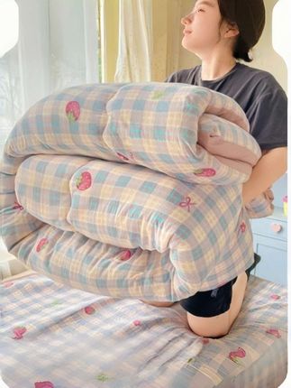 #春秋冬双层纱大豆纤维被链接就挂在左下角购物