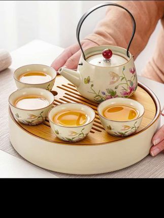 汝窑提梁壶茶具套装#茶具套装 #汝窑茶具 #提梁壶茶具 #茶生活 #茶壶茶具