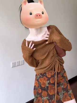 早秋新款法式长袖针织半身裙#显瘦上衣分享 #复古 #温柔婉约衣服