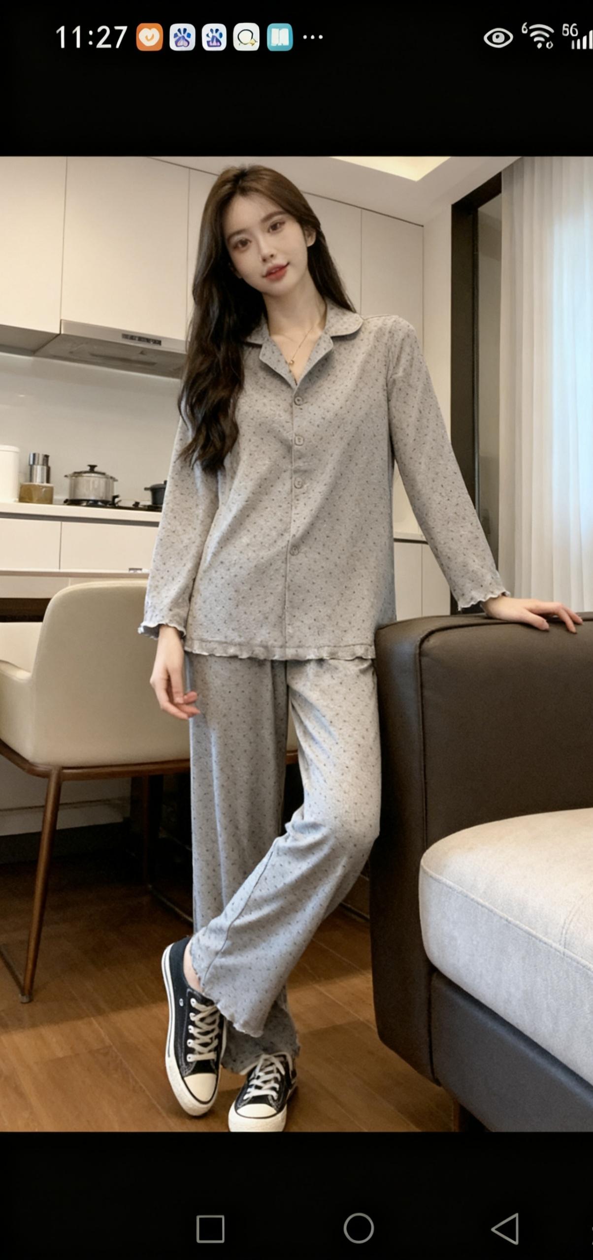 适合外穿的秋天时尚休闲纯棉睡衣#在家也要美美哒
