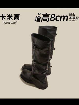 8CM内增高时尚靴2025秋季新款皮带扣英伦风百搭瘦瘦靴高筒骑士靴#骑士靴#长筒靴#潮流穿搭#爆款热卖中#时尚百搭