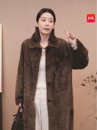 【CHENSMCHEN×JCSO】进口小翻领长款尼咖色拉贡外套CdSU9566NL#陈什么陈 #陈什么陈2025皮草节 #高级感穿搭 #拉贡皮毛一体 #轻奢女装