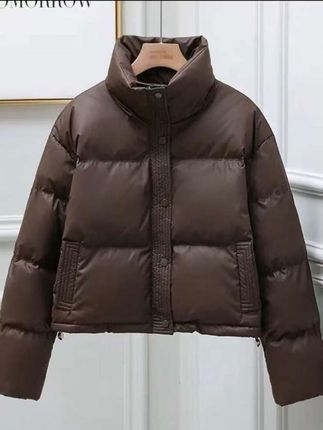 2025冬季新款百搭免洗pu棉服短款气质加厚休闲宽松纯色秋冬立领