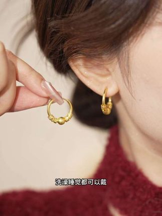 新中式如意耳圈气质精致轻奢小众设计感耳环经典简约耳饰女 #耳环分享 #仙女必备#耳环 #变美小技巧