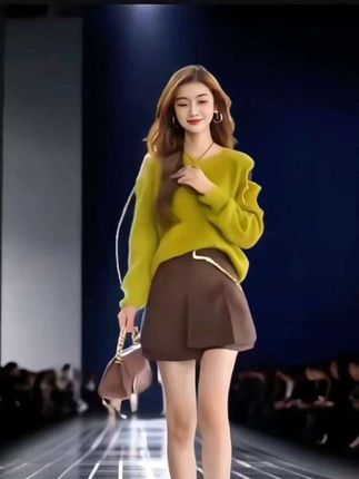 秋季时尚一整套女装2025新款显白设计感露肩毛衣高腰裤裙两件套潮#休闲穿搭 #好身材好气质 #简约休闲风