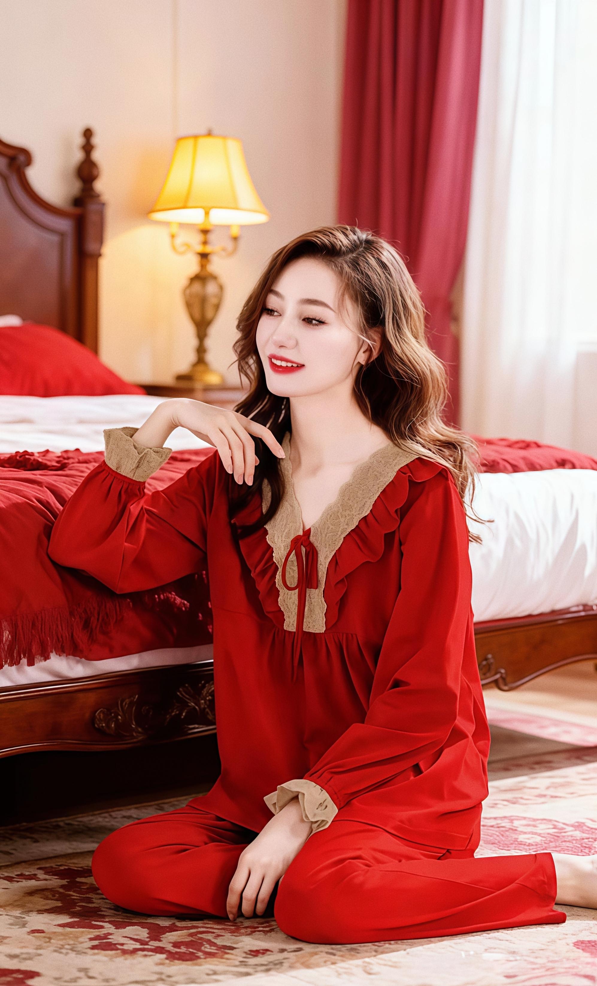 #本命年穿红色#在家也要美美哒 #睡衣家居服 #谁穿谁好看#面料柔软舒适@DOU+小助手 @抖音小助手 @DOU+上热门