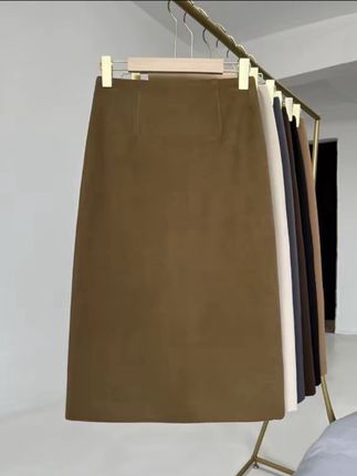 新款毛呢半身裙秋冬2025垂感高腰包臀显瘦中长款后开叉呢子a字裙