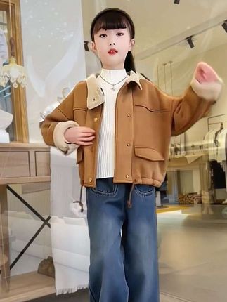女童加厚外套2025新款中大童韩版洋气时尚美拉德复古外套 #休闲款 #休闲外套