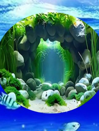 鱼缸背景贴纸3d立高清图5d溪流缸水族箱草缸造景装饰壁画正胶自粘