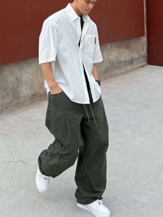 Mark马克 夏日纯棉宽松,百搭又简约,工装美式男生弯刀裤休闲裤,舒服又时尚#品质男装#夏季穿搭#弯刀裤#工装裤#男女同款