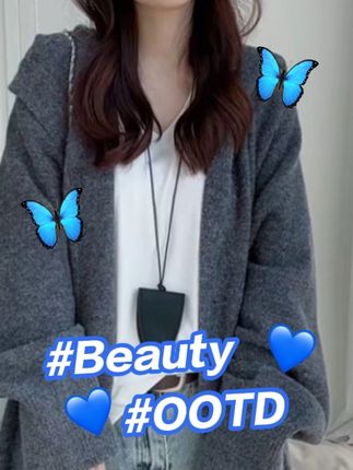 #今日穿搭 #女装 #懒人必备 秋季慵懒风长款毛衣开衫外套蝙蝠袖女连帽宽松韩版大衣