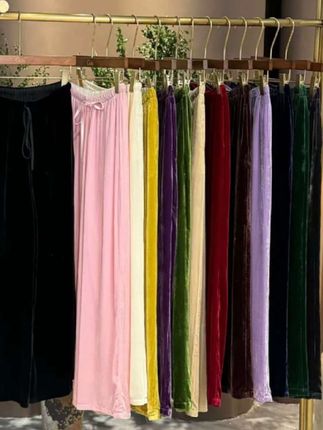 桑蚕丝真丝丝绒百搭净版垂顺高腰直筒垂感阔腿#爆款热卖中