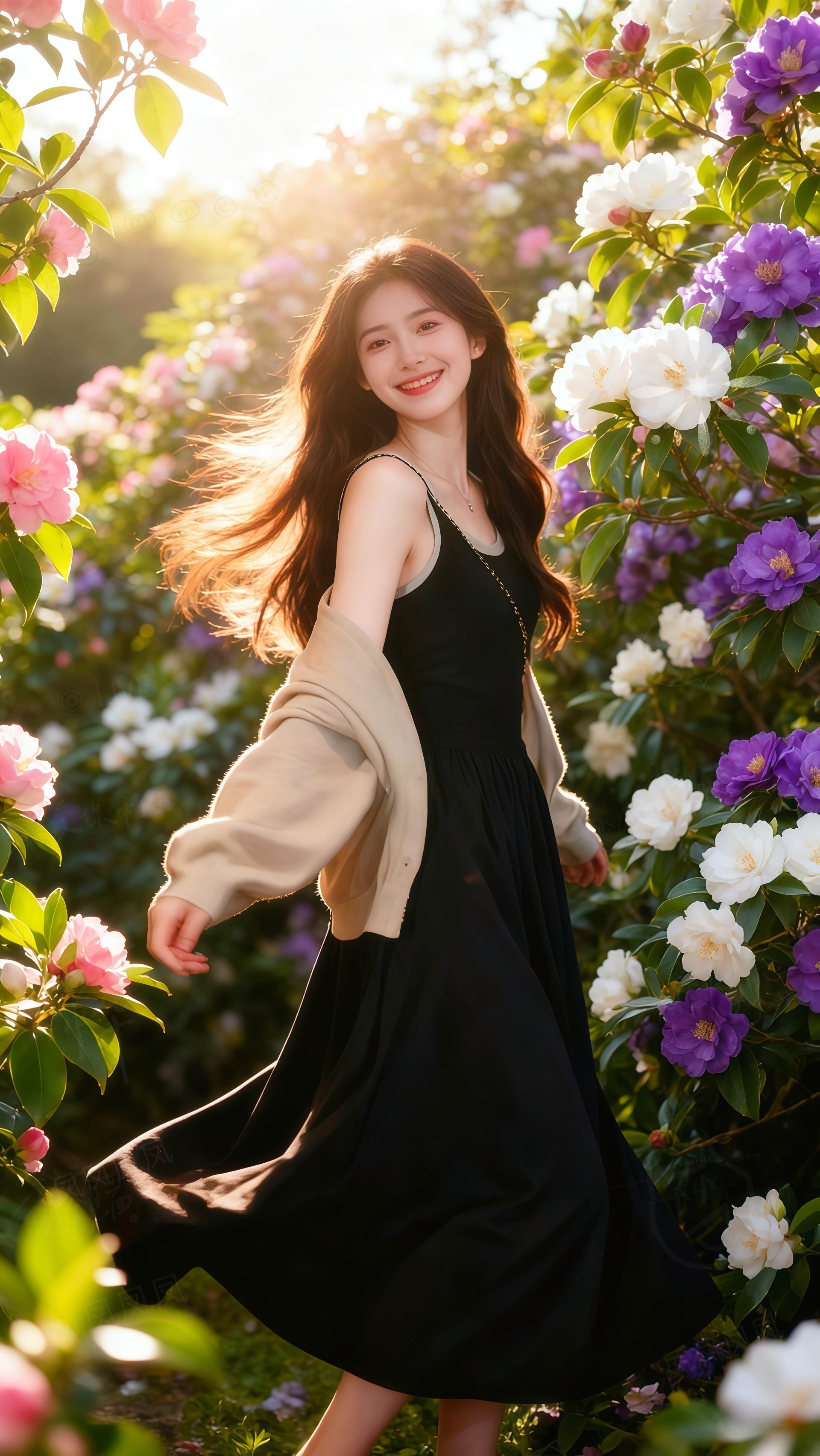 “落霞与孤鹜齐飞,秋水共长天一色。”漫步花海,感受自然之美。 #女神范 #甜美风#这也太好看了 #清纯女神 #美爆了