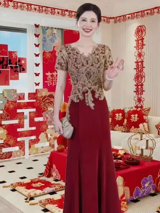 宴会上档次女装春夏款晚礼服!女气质新款喜婆婆婚宴装秋装#喜婆婆喜妈妈婚宴装 #喜婆婆喜妈妈 #喜婆婆旗袍