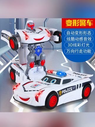 特技全自动升级变形警车机器人电动炫酷声光音乐万向行驶汽车玩具#变形机器人#电动机器人#变形警车机器人
