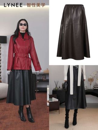 LYNEE【绅女】松紧腰A字皮半裙女中长款百搭pu半身裙LGD2FAL030#皮衣外套搭配 #皮衣搭配 #每日分享 #新款风衣 #女神范