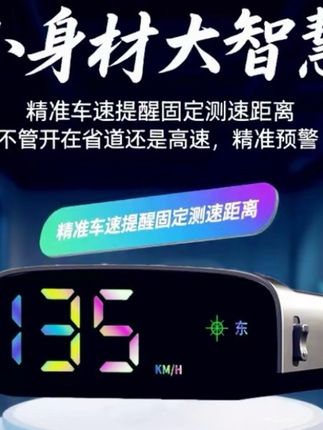 【太阳能无线】2025新款车载HUD抬头显示GPS高清北斗雷达安全预警仪