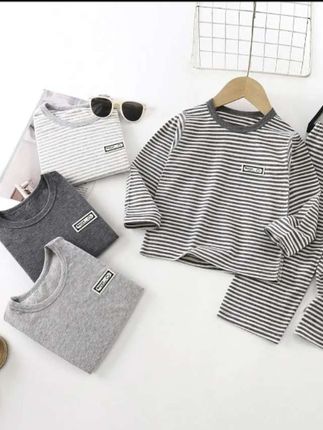 纯棉无骨A类儿童夏款男童女童宽松弹性空调服长袖家居服睡衣套装#儿童居家服 #睡衣 #秋衣秋裤#面料柔软舒适 #质量杠杠的好